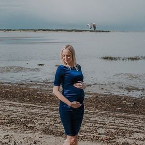ASOS Maternity Bardot Dress Velvet Blue